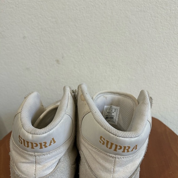 Supra Vaider LC Skate Shoe High Top Sneaker Men's Size 9 Off White Gold Cream - Picture 11 of 12